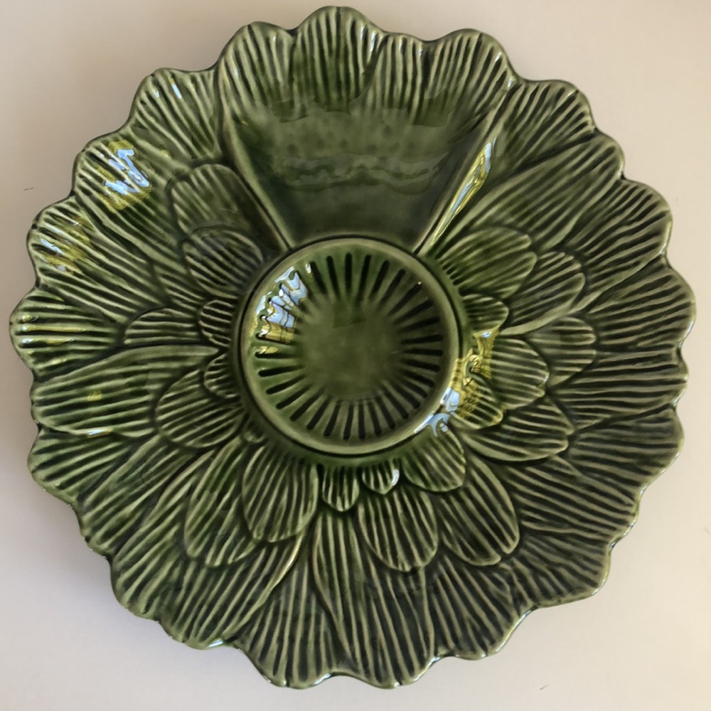 Olfaire Green Scalloped Edge Serving Dish